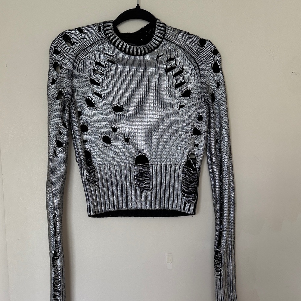 Zoe Jordan cropped wool metallic sweater